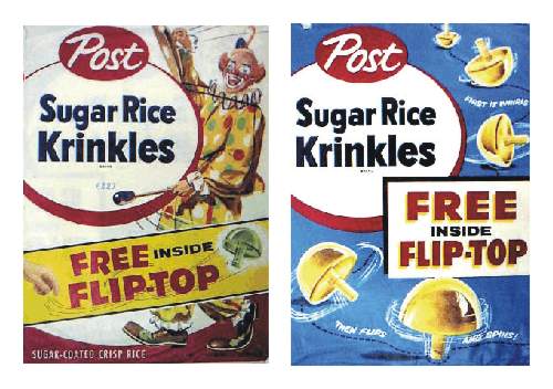 Cereal boxes with Tippe Tops