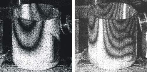 Pictures of standing waves in a cup recorded with holographic interferometry